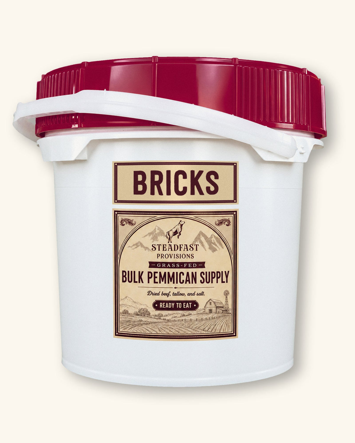 Storage Bucket of Pemmican Bricks Steadfast Provisions