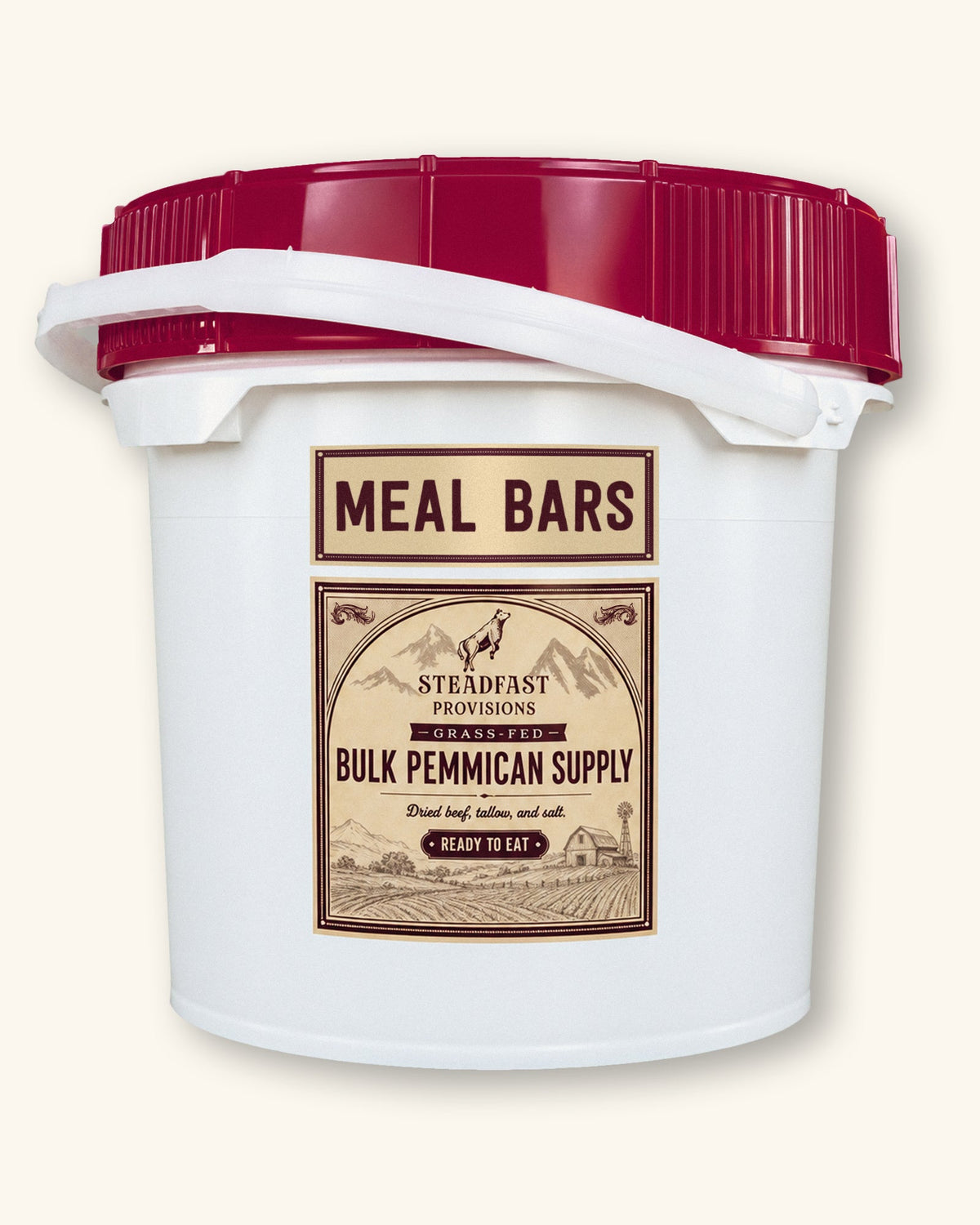 Storage Bucket of Pemmican Meal Bars Steadfast Provisions